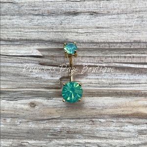 Green Opalescent Goldβ Prong Belly Button Ring